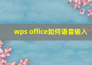 wps office如何语音输入